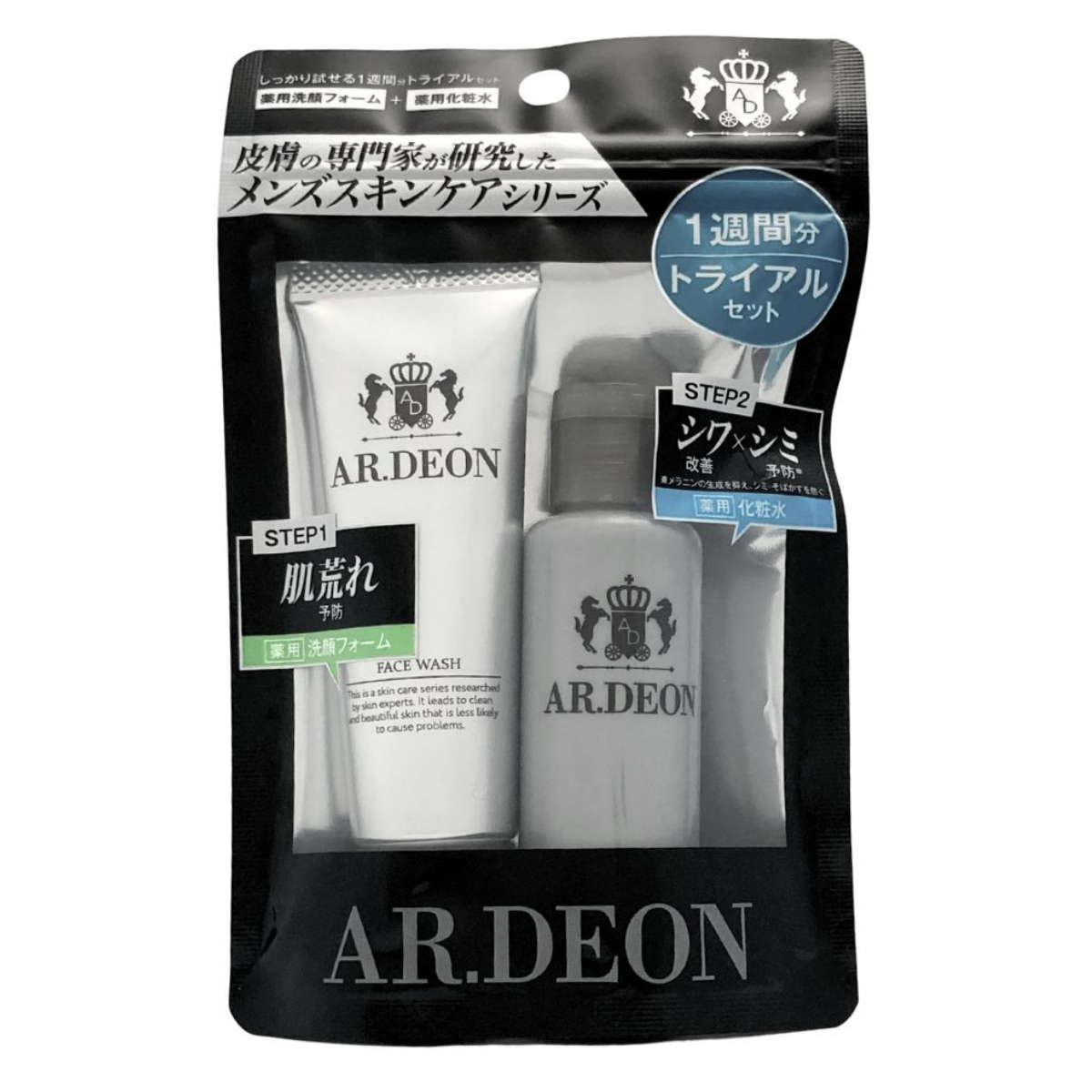 アルデオンシリーズ。 洗顔、化粧水、乳液、クリーム アルデオン 薬用メンズ洗顔フォーム＋薬用化粧水<br>医薬部外品 1週間